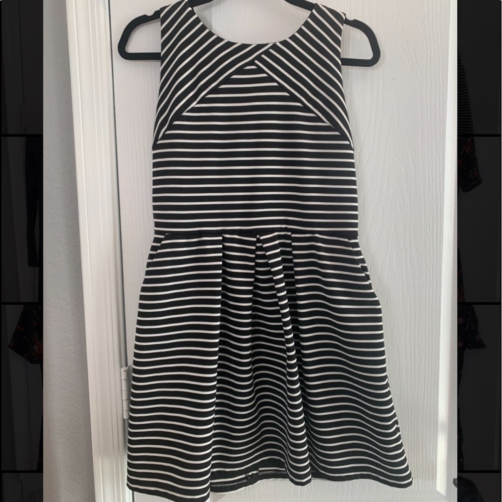 Black and white stripped semi casual dress